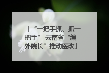 “一把手抓、抓一把手” 云南省“编外院长”推动医改