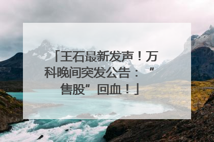 王石最新发声！万科晚间突发公告：“售股”回血！