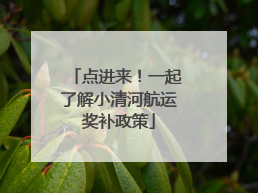 点进来！一起了解小清河航运奖补政策