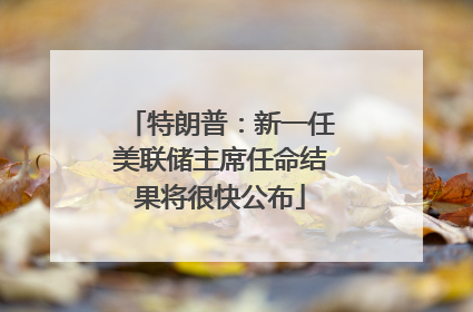 特朗普：新一任美联储主席任命结果将很快公布