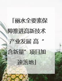 丽水全要素保障推进高新技术产业发展 高“含新量”项目加速落地