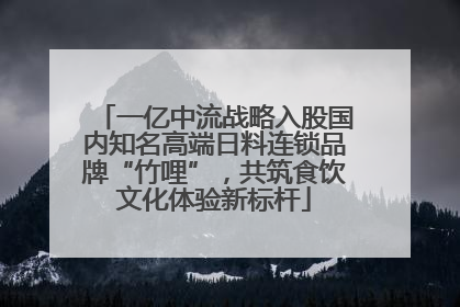 一亿中流战略入股国内知名高端日料连锁品牌“竹哩”，共筑食饮文化体验新标杆