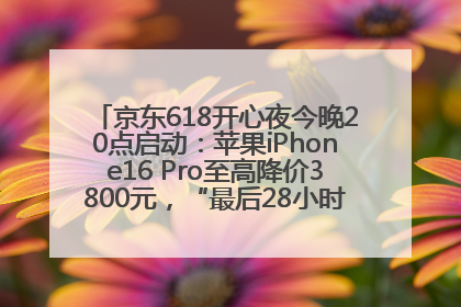 京东618开心夜今晚20点启动：苹果iPhone16 Pro至高降价3800元，“最后28小时”推出十二大补贴