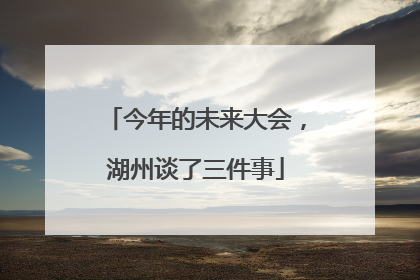 今年的未来大会，湖州谈了三件事