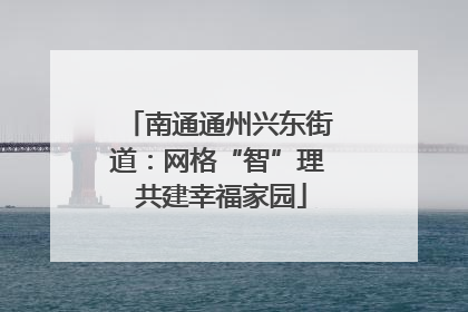 南通通州兴东街道：网格“智”理 共建幸福家园