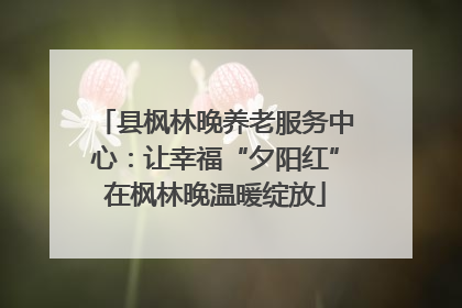 县枫林晚养老服务中心：让幸福“夕阳红”在枫林晚温暖绽放