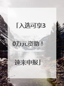 入选可享30万元资助！速来申报