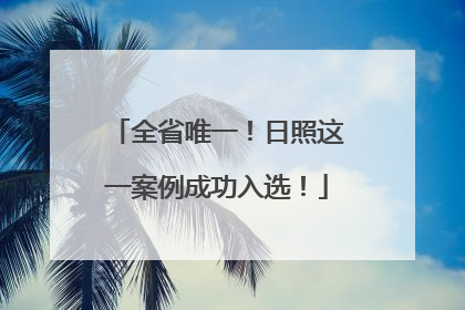 全省唯一！日照这一案例成功入选！