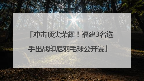 冲击顶尖荣耀！福建3名选手出战印尼羽毛球公开赛