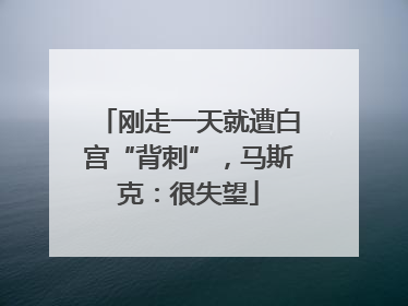 刚走一天就遭白宫“背刺”，马斯克：很失望