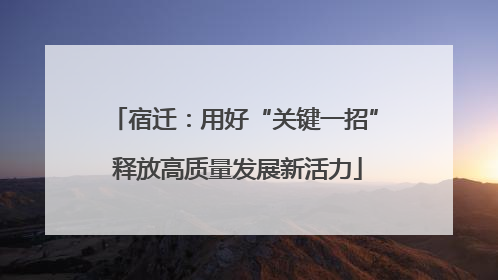 宿迁：用好“关键一招” 释放高质量发展新活力