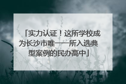 实力认证！这所学校成为长沙市唯一一所入选典型案例的民办高中