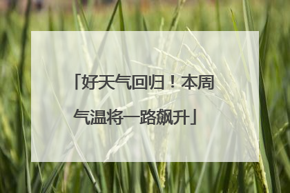 好天气回归！本周气温将一路飙升