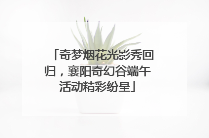 奇梦烟花光影秀回归，襄阳奇幻谷端午活动精彩纷呈
