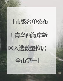 市级名单公布！青岛西海岸新区入选数量位居全市第一