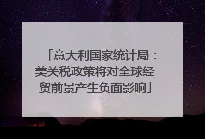 意大利国家统计局：美关税政策将对全球经贸前景产生负面影响