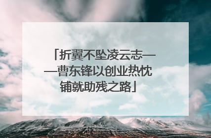 折翼不坠凌云志——曹东锋以创业热忱铺就助残之路