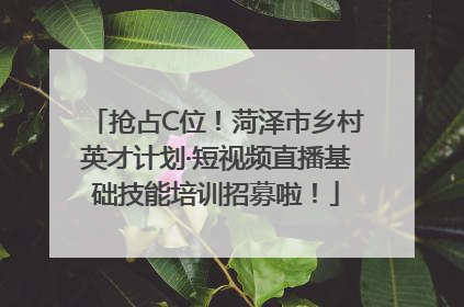 抢占C位！菏泽市乡村英才计划·短视频直播基础技能培训招募啦！