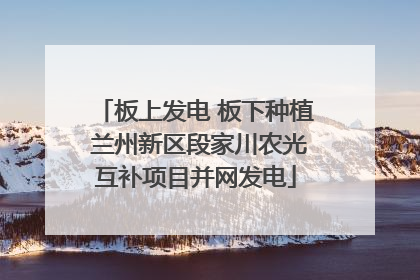 板上发电 板下种植 兰州新区段家川农光互补项目并网发电