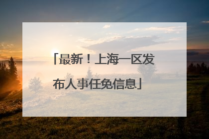 最新！上海一区发布人事任免信息