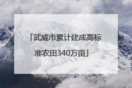 武威市累计建成高标准农田340万亩