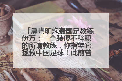 潘粤明炮轰国足教练伊万：一个装傻不辞职的所谓教练，你指望它拯救中国足球！此前曾多次发文评价国足