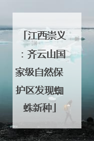 江西崇义：齐云山国家级自然保护区发现蜘蛛新种