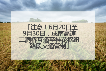 注意！6月20日至9月30日，成南高速二洞桥互通至桂花枢纽路段交通管制