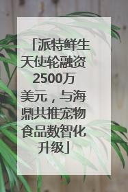派特鲜生天使轮融资2500万美元，与海鼎共推宠物食品数智化升级