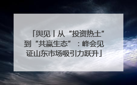 舆见丨从“投资热土”到“共赢生态”：峰会见证山东市场吸引力跃升
