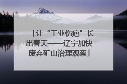 让“工业伤疤”长出春天——辽宁加快废弃矿山治理观察