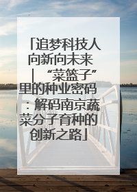 追梦科技人 向新向未来｜“菜篮子”里的种业密码：解码南京蔬菜分子育种的创新之路