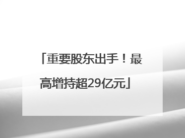 重要股东出手！最高增持超29亿元