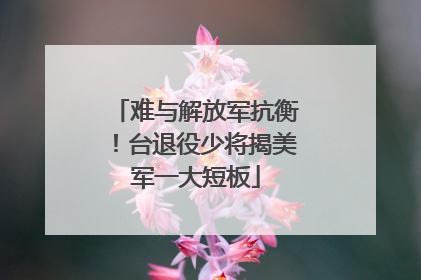 难与解放军抗衡！台退役少将揭美军一大短板