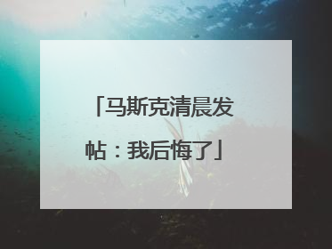 马斯克清晨发帖：我后悔了