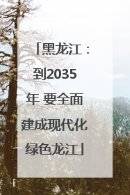 黑龙江：到2035年 要全面建成现代化绿色龙江