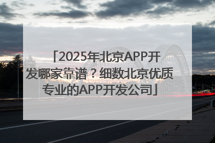 2025年北京APP开发哪家靠谱？细数北京优质专业的APP开发公司